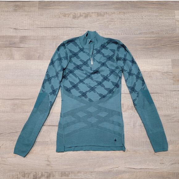 Smartwool Size Small Intraknit 200 Quarter Zip Wool Base Layer Green *Read* - Picture 1 of 9